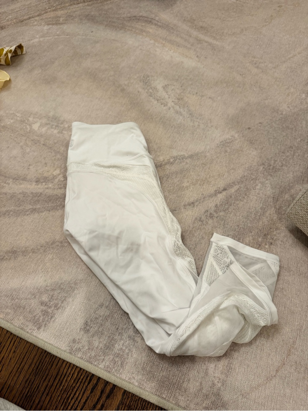 lululemon athletica White capri Leggings with Lace Insets